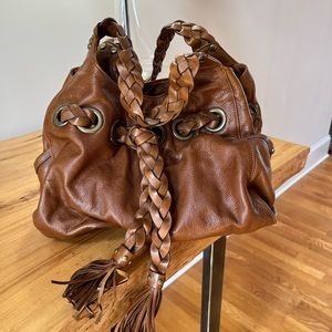 Kooba Carla brown tassel draw string tote